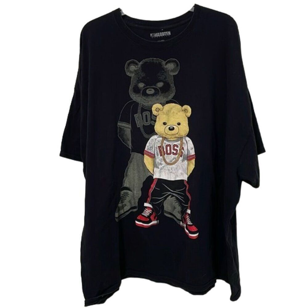 Hard Ten Clothing Boss Bear Black T-Shirt Mens Size 4XL Streetwear Casual